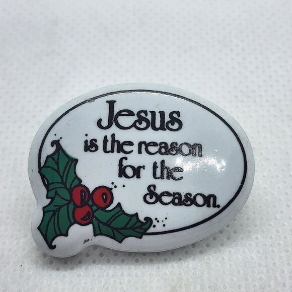 Vintage Jesus is the reason for the Season Ceramic Pin - Picture 1 of 3